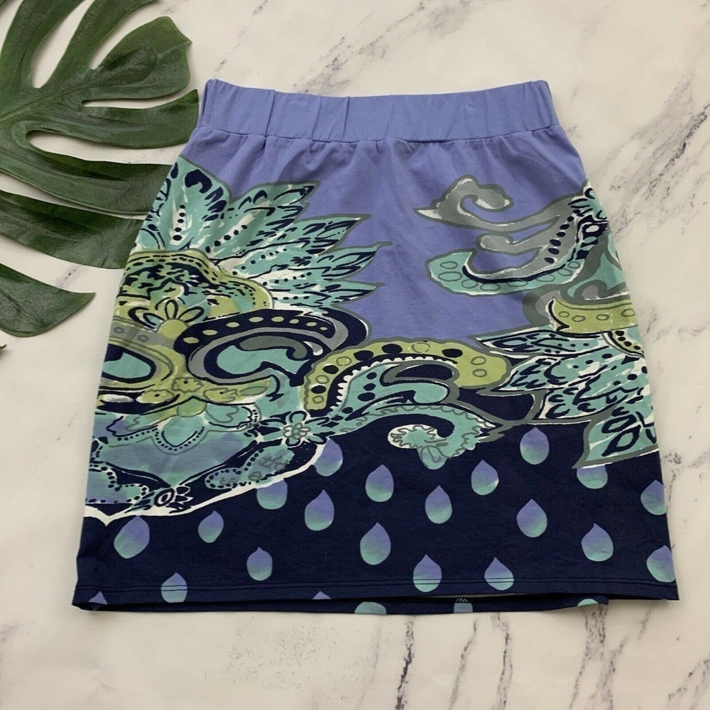 Krimson Klover Mini Skirt Size S Purple Green Floral Pull On Stretch Cotton